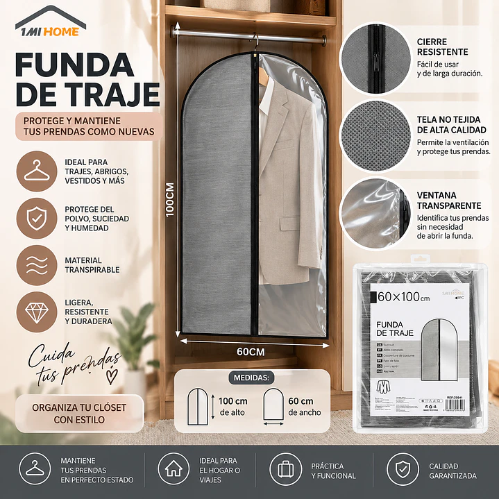 FUNDA DE TRAJE PROTECTORA, 1PC 100X60CM 1