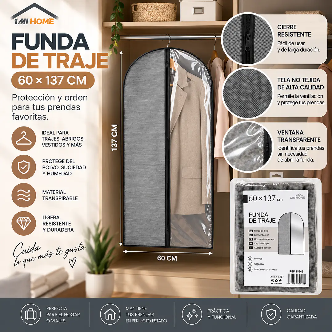 FUNDA DE TRAJE PROTECTORA 1PC 137X60CM 1