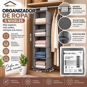 ORGANIZADOR DE ROPA 100CM 5 COMPARTIMIENTOS