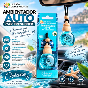 AMBIENTADOR COLGADO PARA AUTO OCEANO 7ML LA CASA DE LOS AROMAS