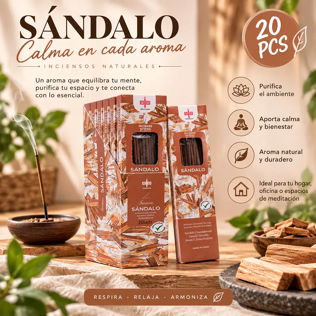 INCIENSO AROMA SANDALO 20 STICKS  1