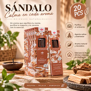 INCIENSO AROMA SANDALO 20 STICKS 