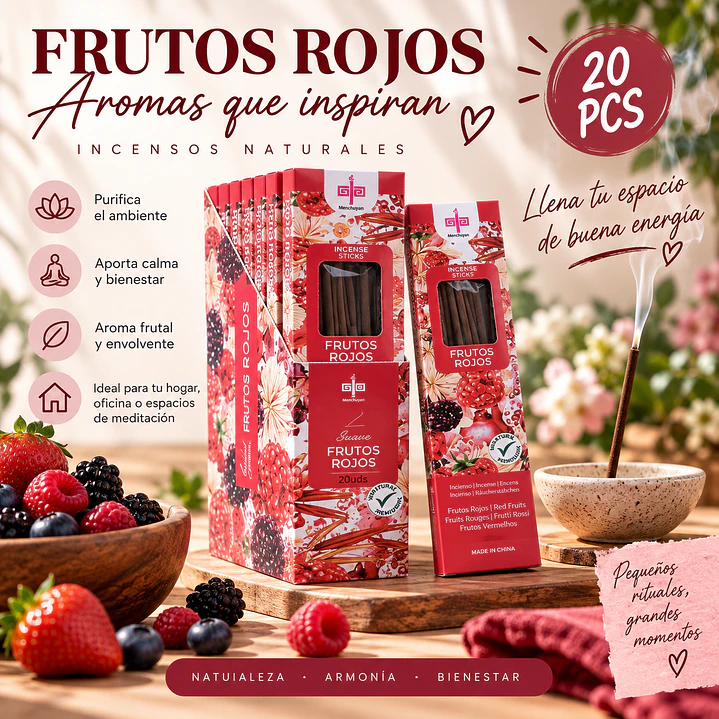 INCIENSO AROMA FRUTOS ROJOS 20 STICKS  1