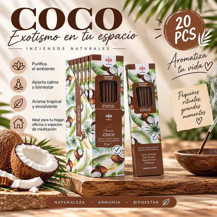 INCIENSO AROMA COCO 20 STICKS  1