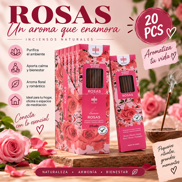 INCIENSO AROMA ROSAS 20 STICKS  1