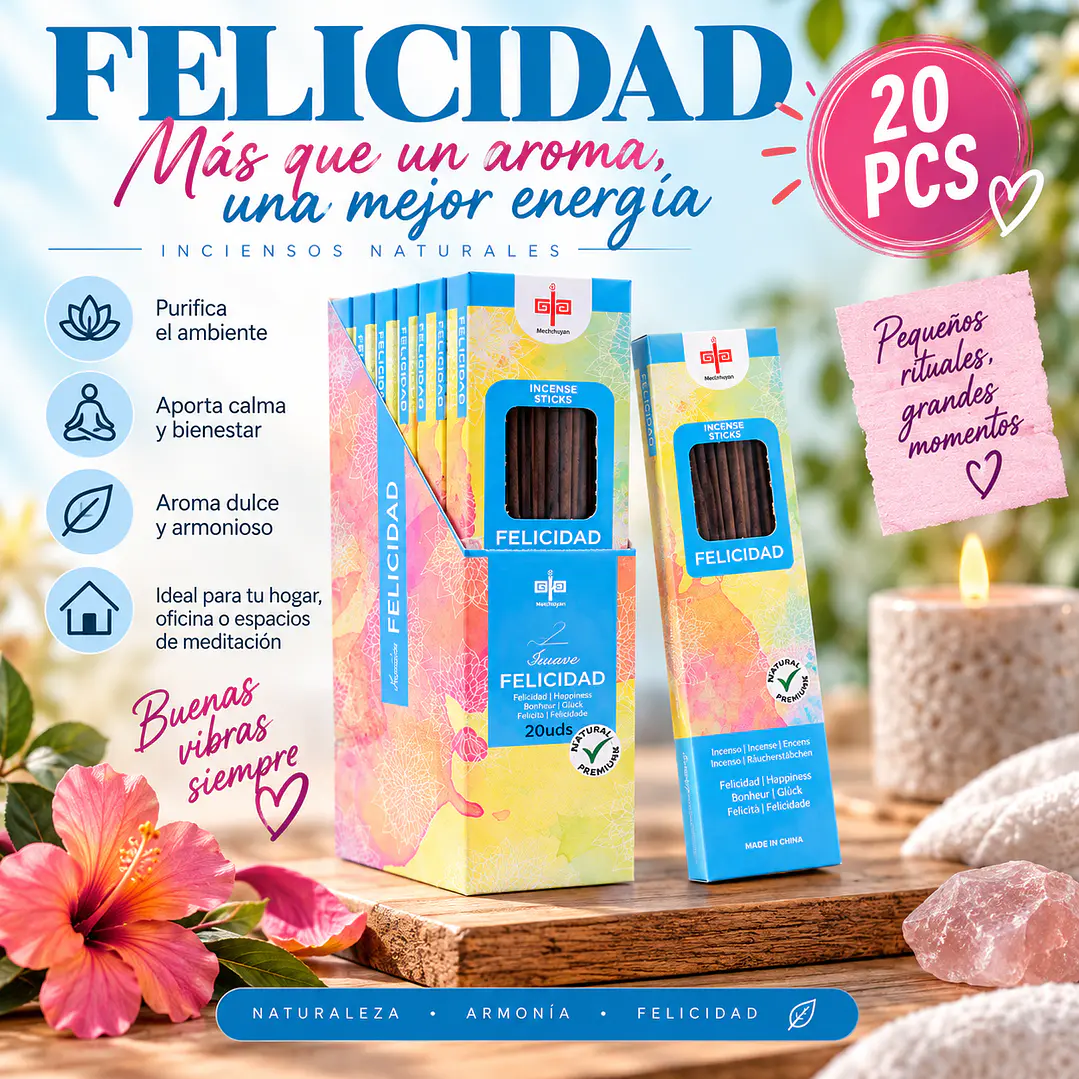 INCIENSO AROMA FELICIDAD 20 STICKS  1