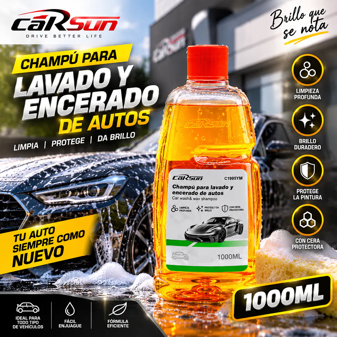 CHAMPÚ PARA LAVADO Y ENCERADO DE AUTOS 1