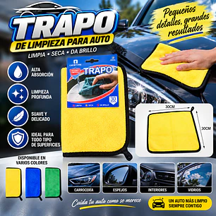 TRAPO DE LIMPIEZA PARA AUTO 30X30CM