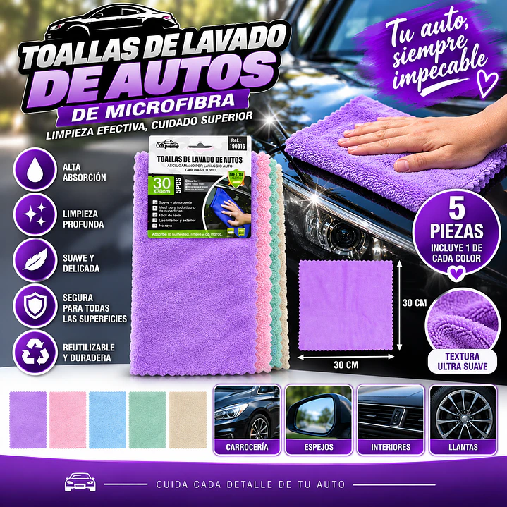 TOALLAS DE LAVADO DE AUTOS 5PCS 1