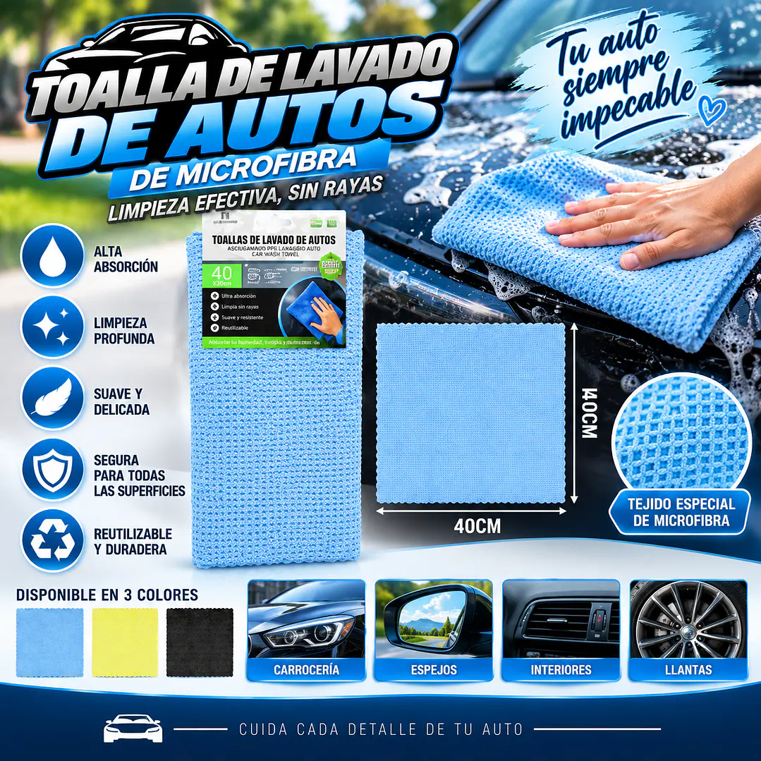 TOALLA DE LAVADO DE AUTO 40X40CM 1