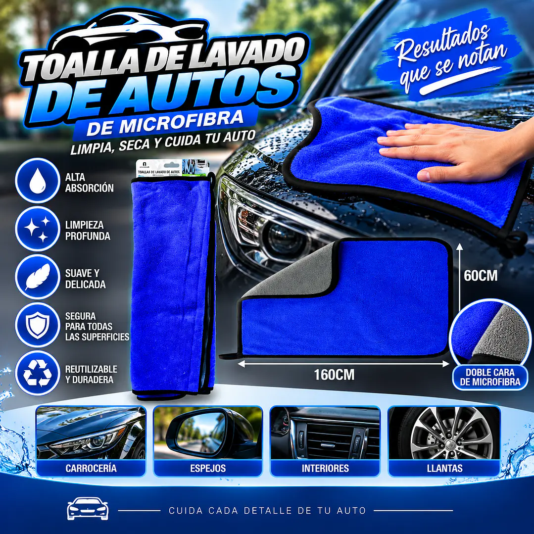 TOALLA DE LAVADO DE AUTO 60 X 160CM 1