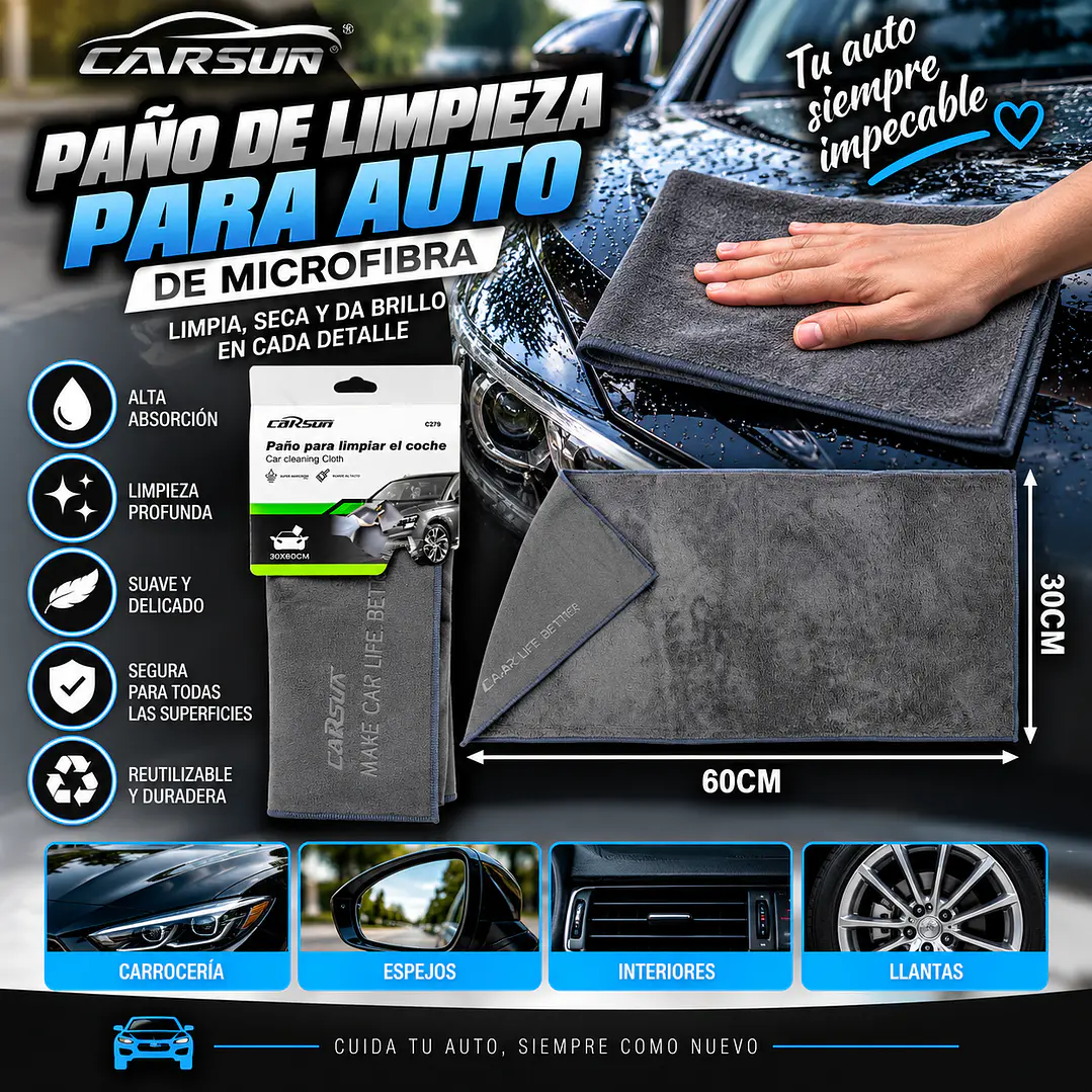 PAÑO PARA LIMPIAR EL COCHE 30 X 60 CM 1