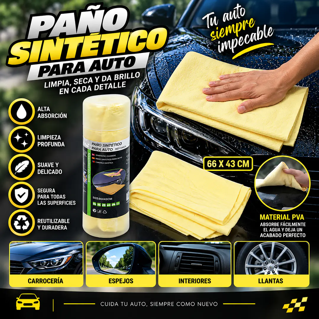 PAÑO SINTÉTICO PARA AUTO 1PC 43 X 66 CM 1