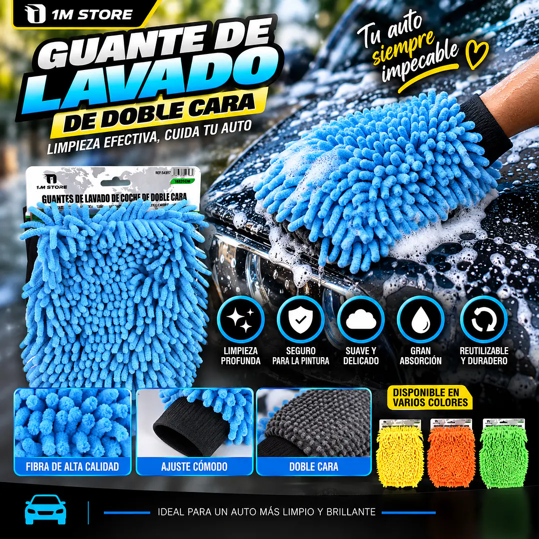 GUANTES DE LAVADO DE COCHE DE DOBLE CARA 1