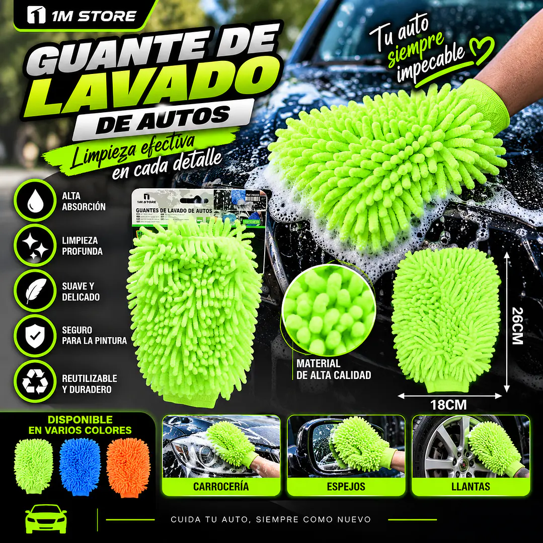GUANTE DE LAVADO DE AUTO 18 X 26 CM 100GR 1