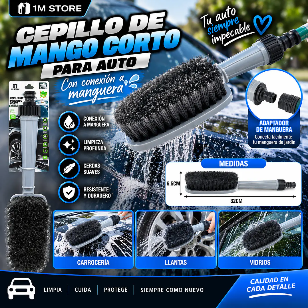 CEPILLO DE MANGO CORTO PARA COCHE  1
