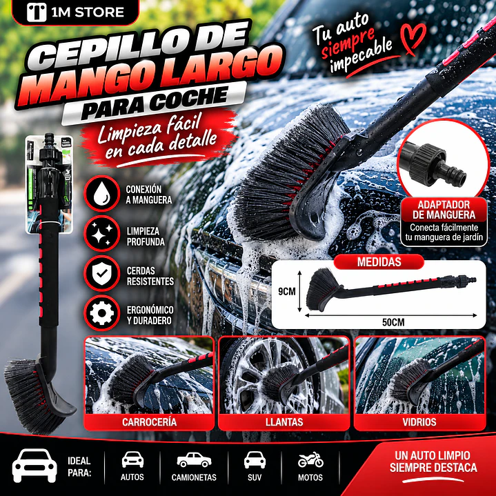 CEPILLO DE MANGO LARGO PARA COCHE 1