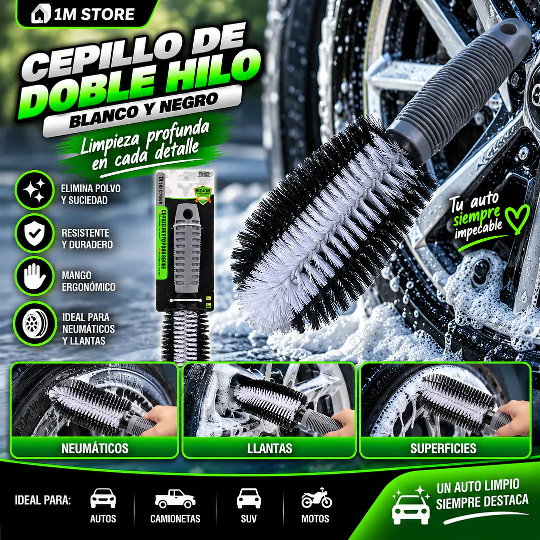 CEPILLO DOBLE HILO PARA NEUMATICOS DE AUTO 1