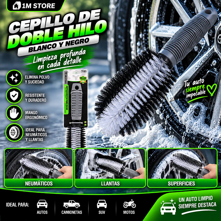 CEPILLO DOBLE HILO PARA NEUMATICOS DE AUTO 1