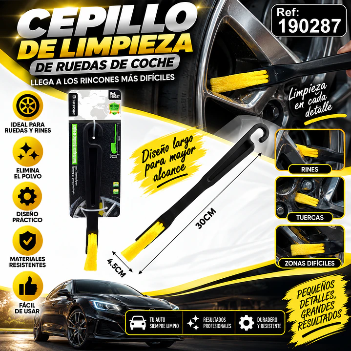 CEPILLO DE LIMPIEZA DE RUEDAS DE COCHE 1