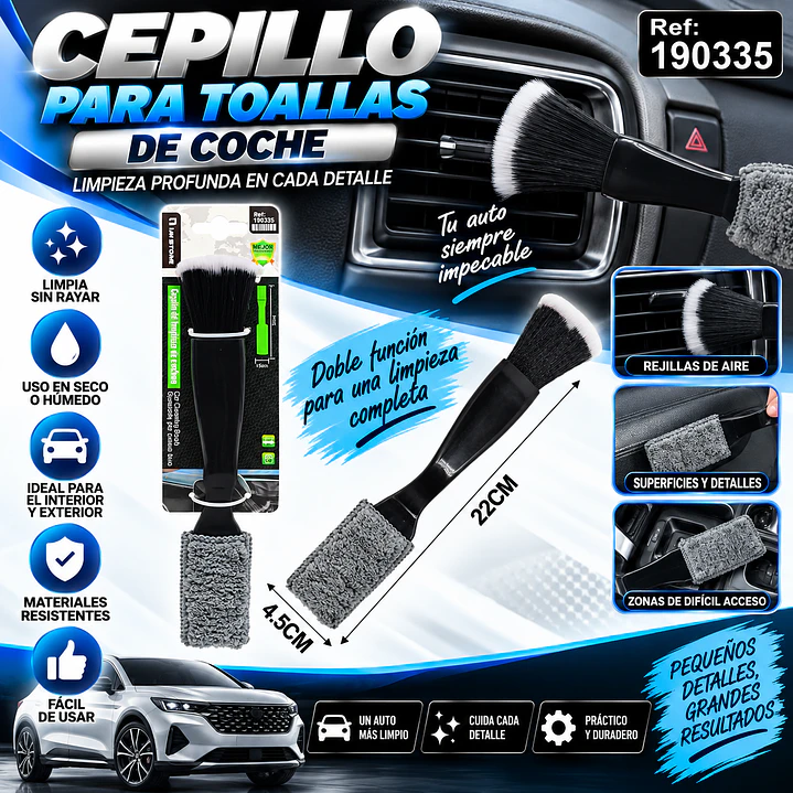 CEPILLO DE LIMPIEZA DOBLE PARA AUTO 1