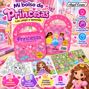 LIBRO MI BOLSO DE PRINCESAS – LEE, PEGA Y APRENDE