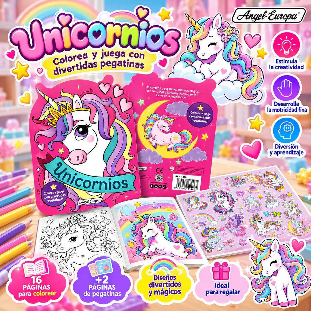 LIBRO UNICORNIOS – COLOREA Y JUEGA CON DIVERTIDAS PEGATINAS 1