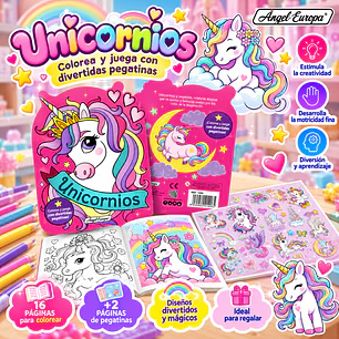 LIBRO UNICORNIOS – COLOREA Y JUEGA CON DIVERTIDAS PEGATINAS