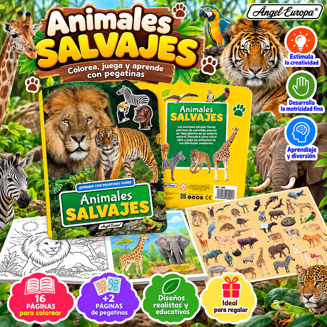 LIBRO DE ANIMALES SALVAJES PARA COLOREAR Y JUGAR 1