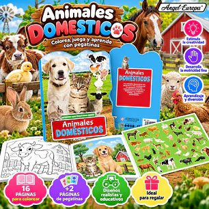 LIBRO DE ANIMALES DOMÉSTICOS PARA COLOREAR Y JUGAR