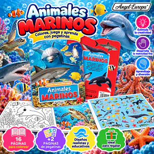LIBRO DE ANIMALES MARINOS PARA COLOREAR Y JUGAR