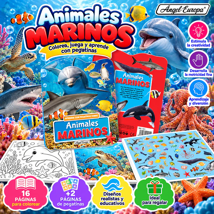 LIBRO DE ANIMALES MARINOS PARA COLOREAR Y JUGAR 1