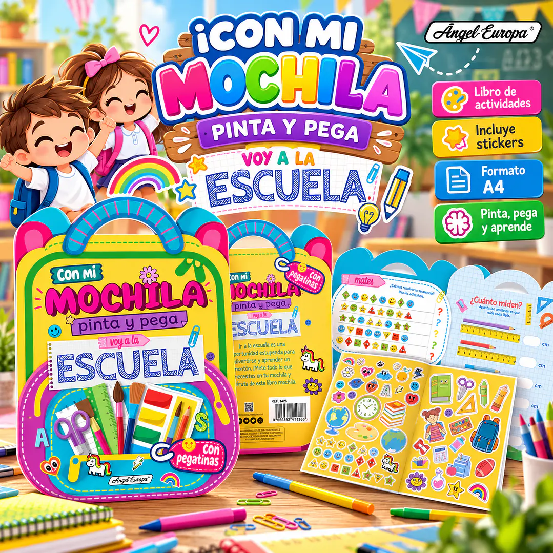 LIBRO ¡CON MI MOCHILA, PINTO Y PEGO: VOY A LA ESCUELA! 1