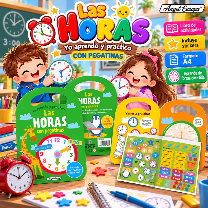 LIBRO ¡LAS HORAS: YO APRENDO Y PRACTICO CON PEGATINAS! 1