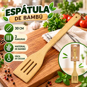 ESPÁTULA RANURADA DE BAMBÚ DE 30 CM