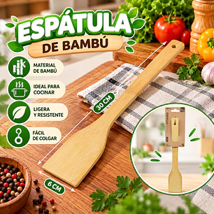 ESPÁTULA PLANA DE BAMBÚ NATURAL DE 30 CM