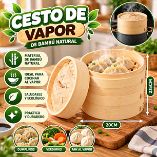 CESTO DE VAPOR DE BAMBÚ NATURAL DE 20 CM