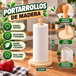 PORTARROLLOS DE MADERA NATURAL – 24 CM