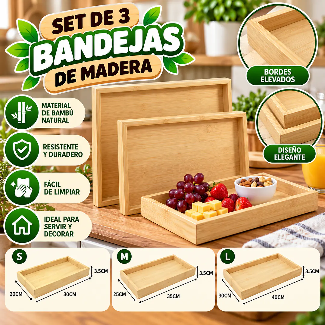 SET DE 3 BANDEJAS DE BAMBÚ NATURAL 1