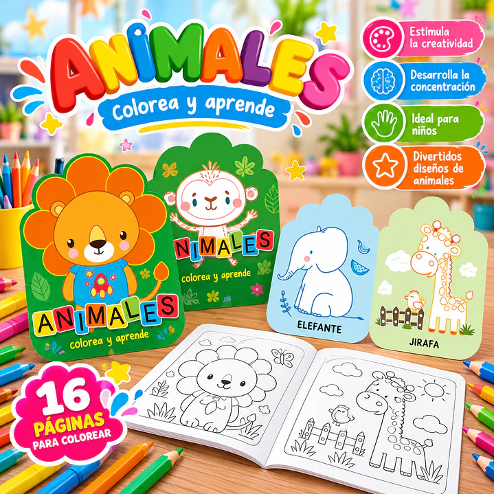 LIBRO PARA COLOREAR Y APRENDER – ANIMALES  1