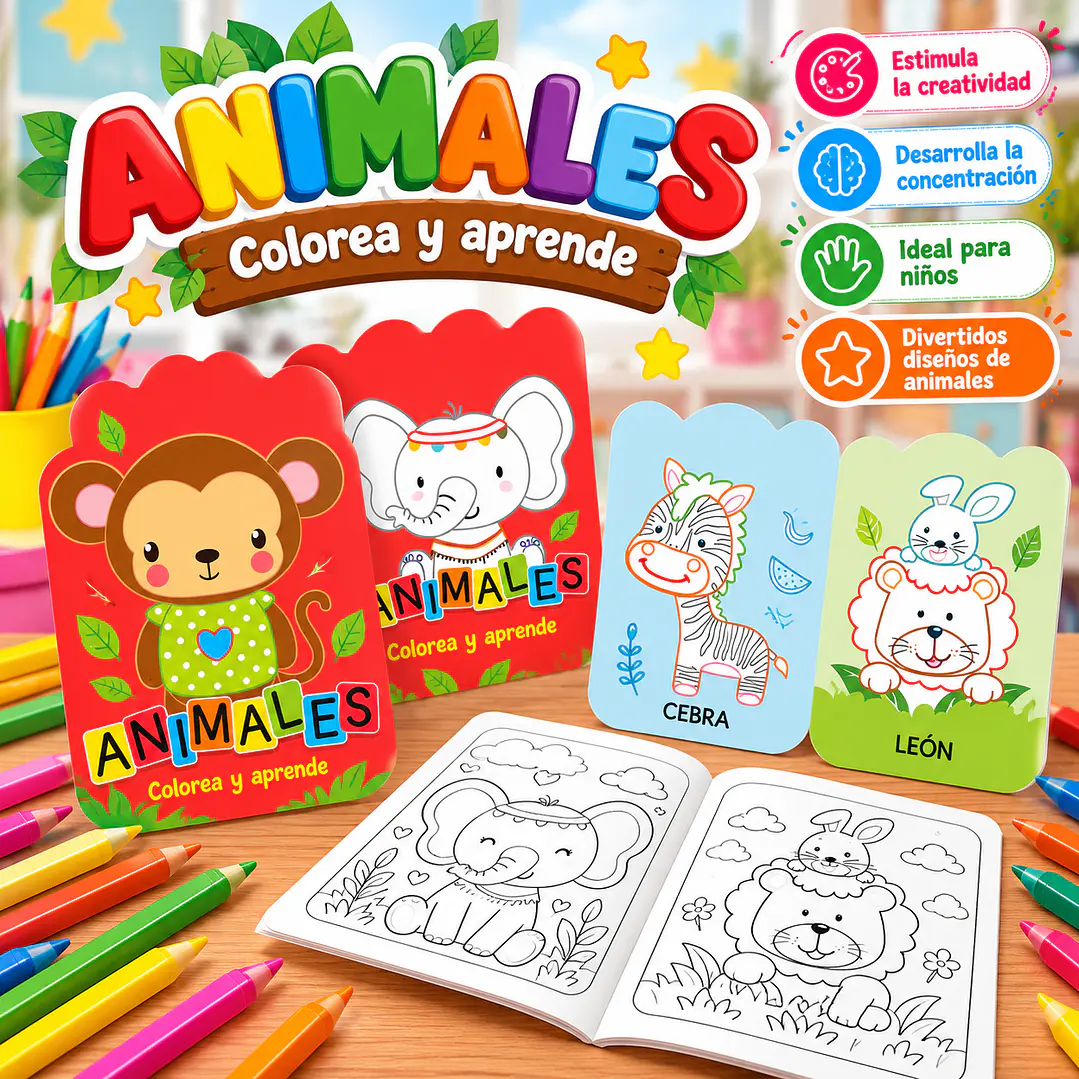 LIBRO PARA COLOREAR Y APRENDER – ANIMALES 1