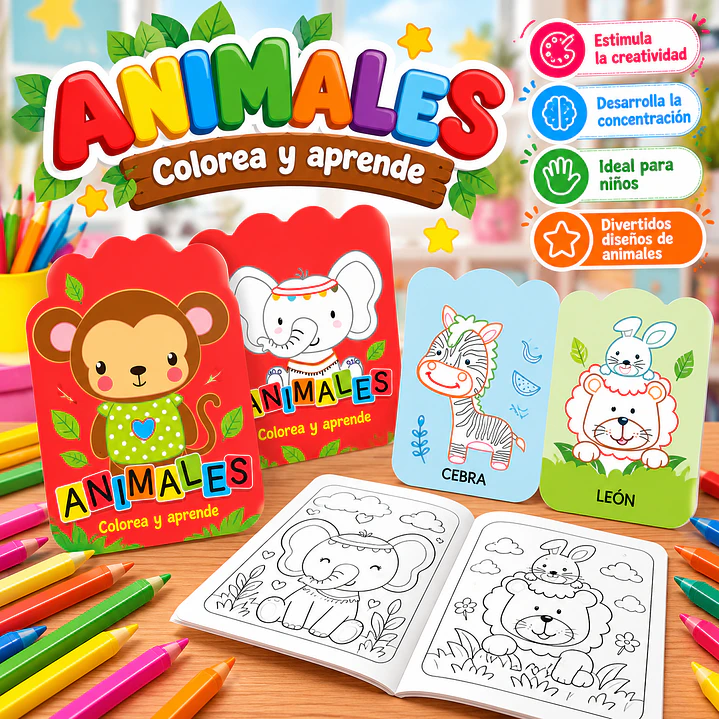 LIBRO PARA COLOREAR Y APRENDER – ANIMALES 1