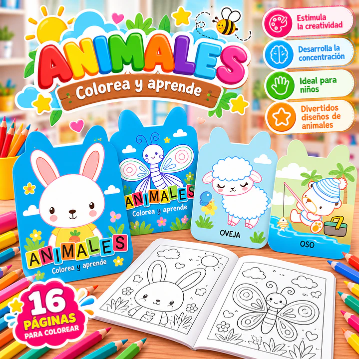 LIBRO PARA COLOREAR Y APRENDER – ANIMALES 1