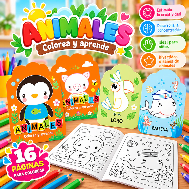 LIBRO PARA COLOREAR Y APRENDER – ANIMALES 1