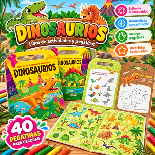 LIBRO PARA COLOREAR Y DECORAR CON PEGATINAS – DINOSAURIOS