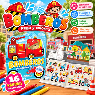 LIBRO DE ACTIVIDADES BOMBEROS – PEGA Y COLOREA
