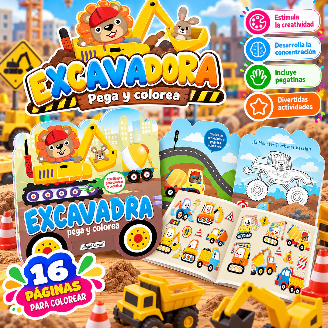LIBRO DE ACTIVIDADES Y PEGATINAS – EXCAVADORA 1