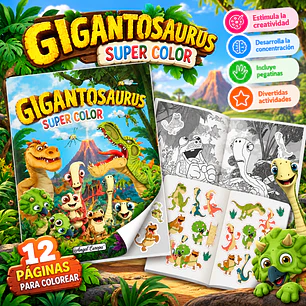 LIBRO PARA COLOREAR Y PEGATINAS – GIGANTOSAURUS