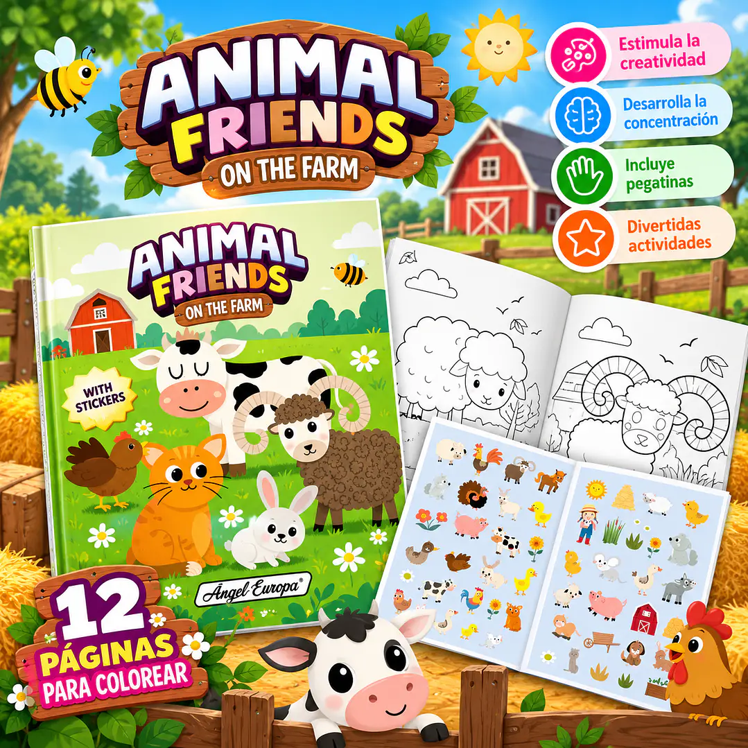  LIBRO PARA COLOREAR ANIMAL FRIENDS – ON THE FARM 1