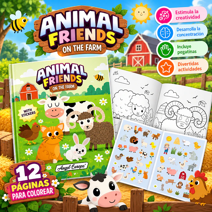  LIBRO PARA COLOREAR ANIMAL FRIENDS – ON THE FARM 1